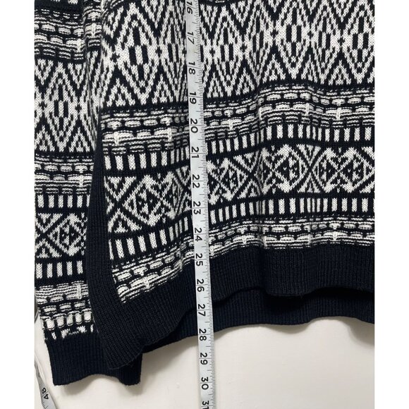 Talbots Black & White Fair Isle Crewneck Sweater XL Cotton/Wool Blend - Picture 6 of 9